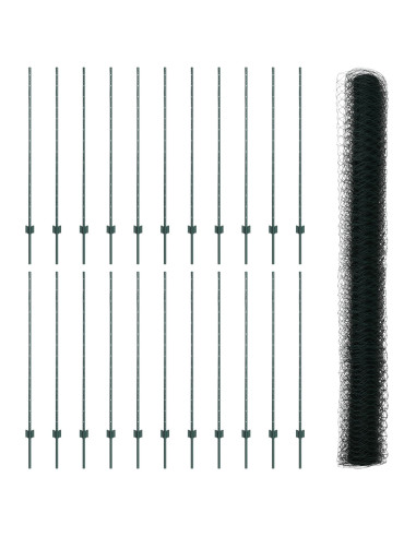 Recinzione con Posto Verde 1,4 x 50 m Acciaio e PVC