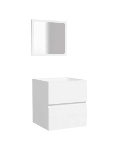 Mobile da Bagno con Specchio Bianco in Legno Multistrato 2