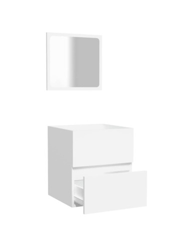 Mobile da Bagno con Specchio Bianco in Legno Multistrato