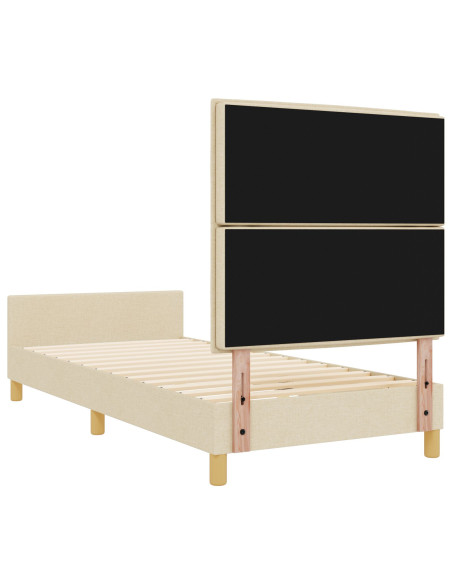 Struttura del letto con testiera Crema 90 x 200 cm Tessuto