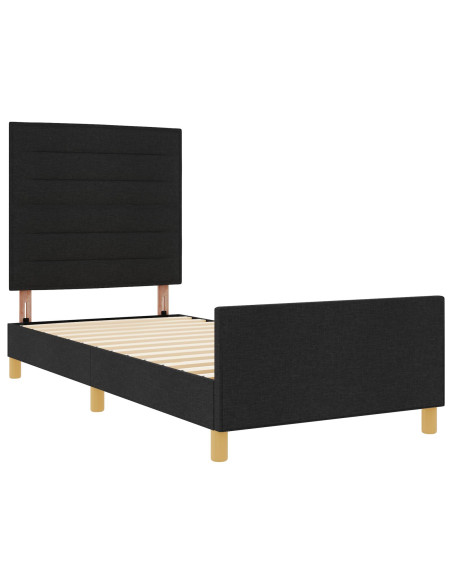 Struttura del letto con testiera Nero 90 x 200 cm Tessuto
