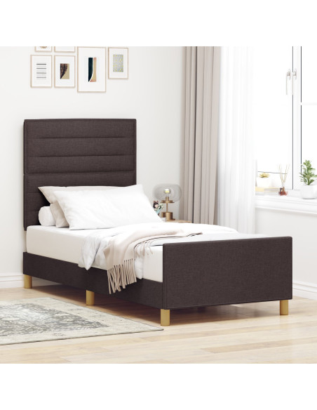 Struttura del letto Marrone scuro 90 x 190 cm Tessuto