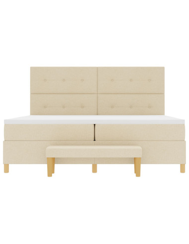 Letto a molle con materasso Crema 200 x 200 cm Tessuto