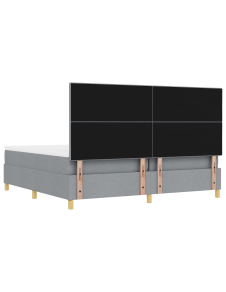 Letto Box Spring con Materasso e Panchina Grigio Chiaro 200x200 cm Tessuto