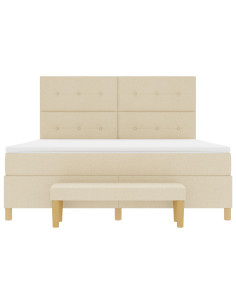 Letto a molle con materasso Crema 180 x 200 cm Tessuto