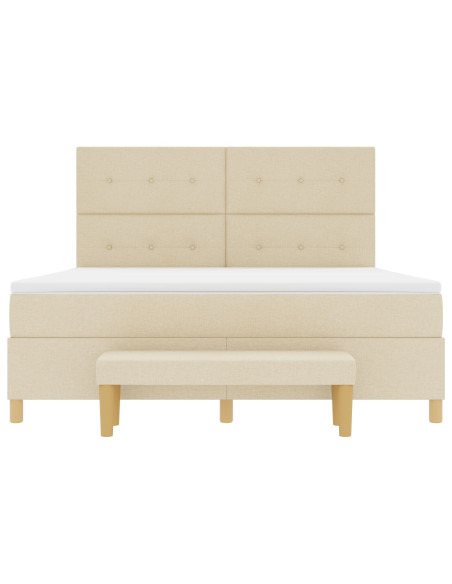 Letto a Molle con Materasso e Panchina Crema 180x200 cm Tessuto