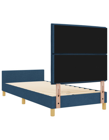 Struttura del letto con testiera Blu 90 x 200 cm Tessuto