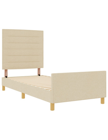Struttura del letto con testiera Crema 90 x 200 cm Tessuto