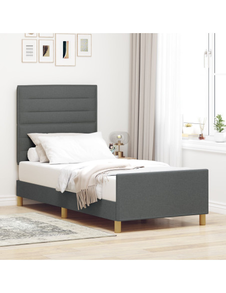 Struttura del letto Grigio scuro 90 x 200 cm Tessuto
