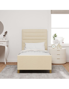 Struttura del letto con testiera Crema 90 x 190 cm Tessuto 2