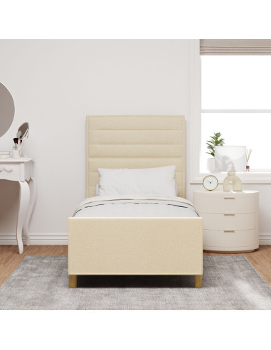 Struttura del letto con testiera Crema 90 x 190 cm Tessuto