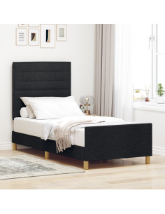 Struttura del letto con testiera Nero 90 x 190 cm Tessuto 2