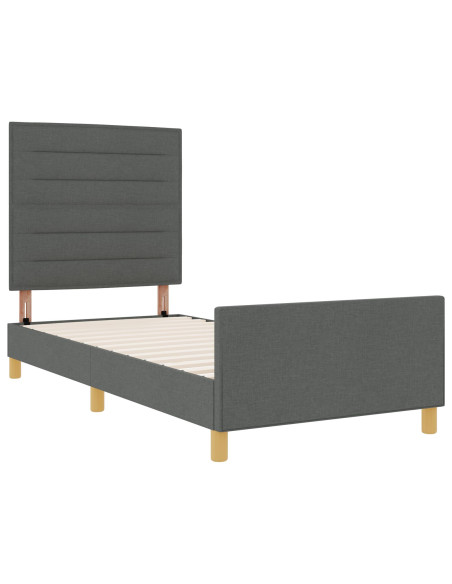 Struttura del letto  Grigio scuro 90x190 cm in tessuto
