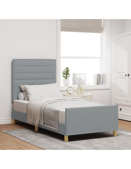 Struttura Letto Grigio Chiaro 90x190 cm Tessuto