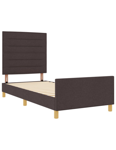 Struttura Letto  in Marrone Scuro, 80x200 cm, Tessuto