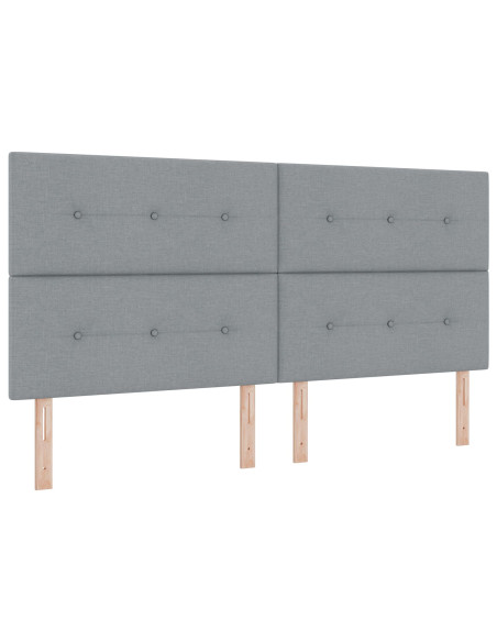 Letto Box Spring con Materasso e Panchina Grigio Chiaro 200x200 cm Tessuto