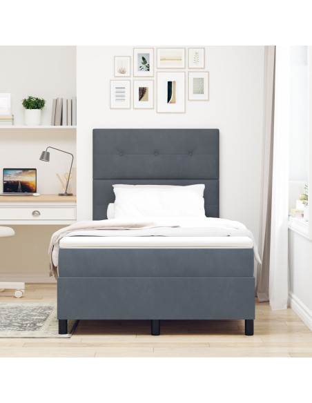 Letto con rete a doghe e materasso grigio scuro 120x200 cm in velluto
