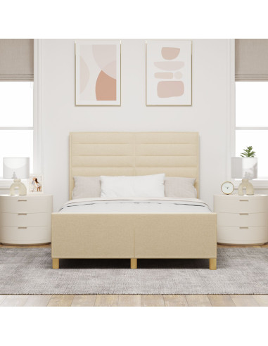 Struttura del letto con testiera Crema 140 x 190 cm Tessuto