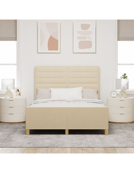 Struttura del letto con testiera Crema 140 x 190 cm Tessuto