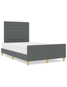 Struttura del letto Grigio scuro 140 x 190 cm Tessuto 2