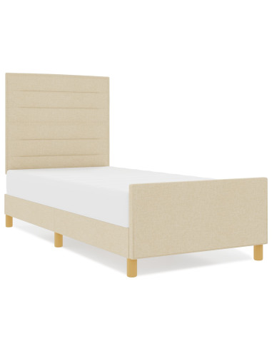 Struttura del letto con testiera Crema 100 x 200 cm Tessuto