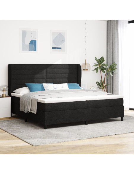 Letto Box Spring con Materasso Nero 200x200 cm Tessuto