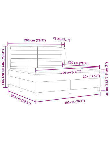 Letto a molle con materasso Nero 200 x 200 cm Tessuto