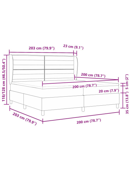 Letto a molle con materasso Nero 200 x 200 cm Tessuto