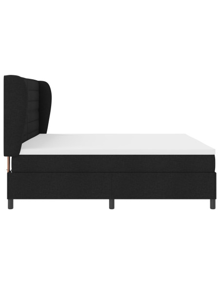 Letto Box Spring con Materasso Nero 200x200 cm Tessuto