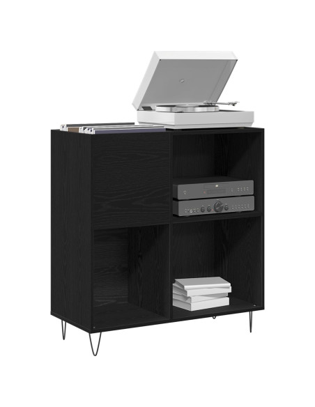 Mobile per dischi  Rovere Nero 84.5x38x90 cm Legno ingegnerizzato