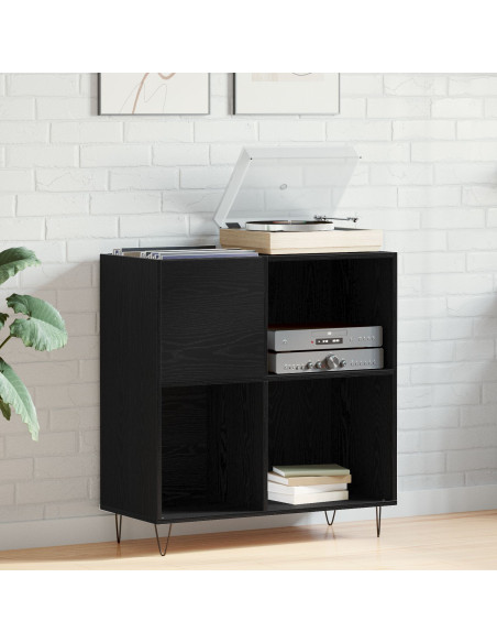 Mobile per dischi  Rovere Nero 84.5x38x90 cm Legno ingegnerizzato