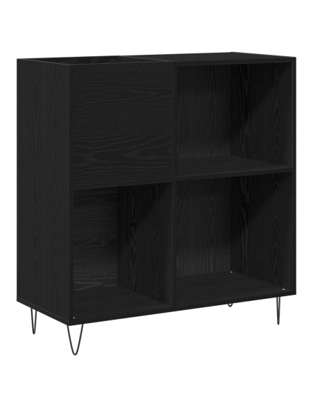 Mobile per dischi  Rovere Nero 84.5x38x90 cm Legno ingegnerizzato
