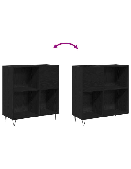 Mobile per dischi  Rovere Nero 84.5x38x90 cm Legno ingegnerizzato