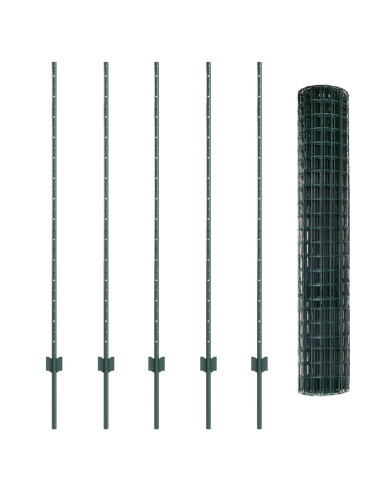 Recinzione con Posto Verde 1,4 x 10 m Acciaio e PVC