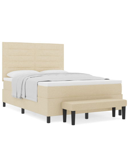 Letto a molle con materasso Crema 160 x 200 cm Tessuto