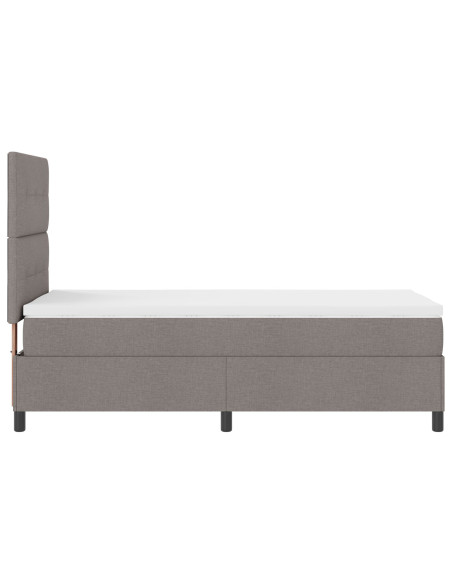 Letto con Box Spring  Taupe 100x200 cm in Tessuto