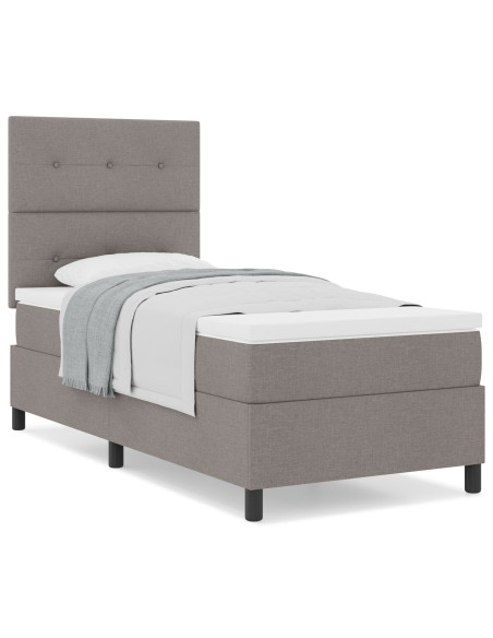 Letto con Box Spring  Taupe 100x200 cm in Tessuto