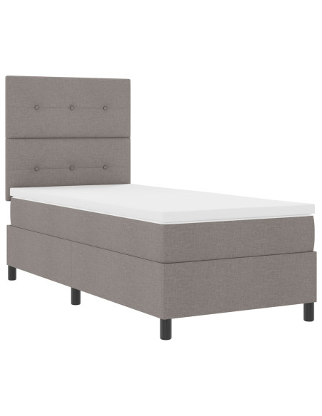 Letto con Box Spring  Taupe 100x200 cm in Tessuto