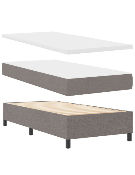 Letto con Box Spring  Taupe 100x200 cm in Tessuto