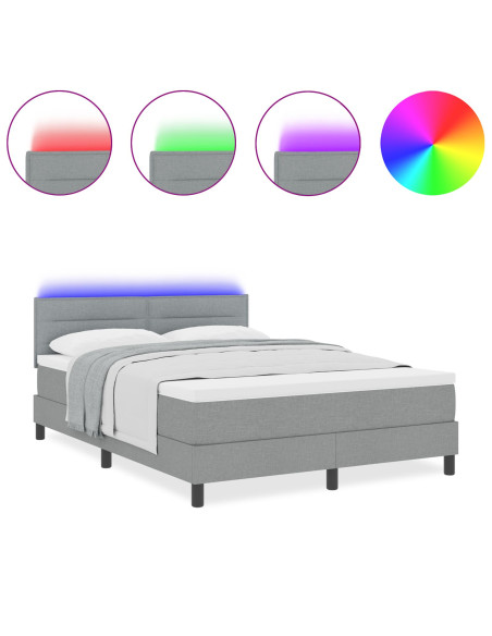 Struttura Letto  con Materasso Grigio Chiaro Tessuto 140 x 190 cm