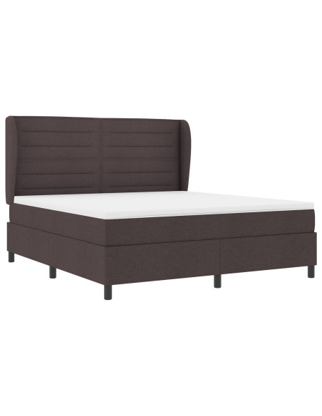 Letto con Box Spring e Materasso Marrone Scuro 180x200 cm Tessuto