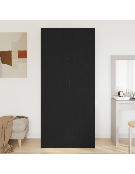 Armadio  Nero Rovere 90x52x200 cm in legno ingegnerizzato