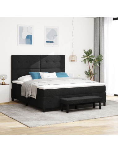 Letto a molle con materasso Nero 180 x 200 cm Tessuto