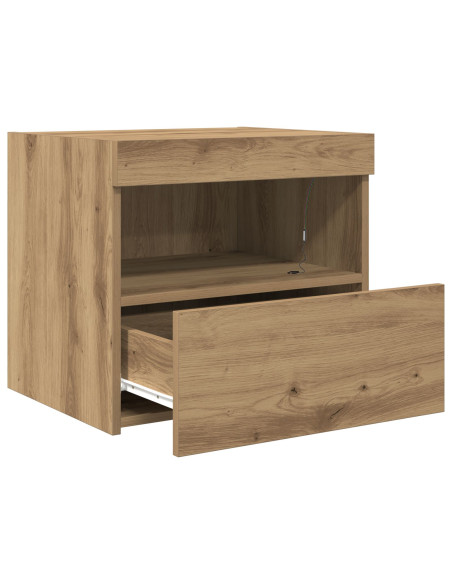 Comodini con Luci LED 2 pz Rovere Artigianale 50x40x45 cm