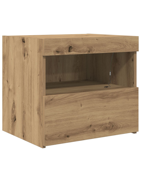 Comodini con Luci LED 2 pz Rovere Artigianale 50x40x45 cm