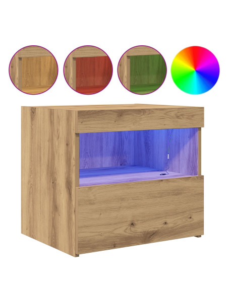 Comodini con Luci LED 2 pz Rovere Artigianale 50x40x45 cm