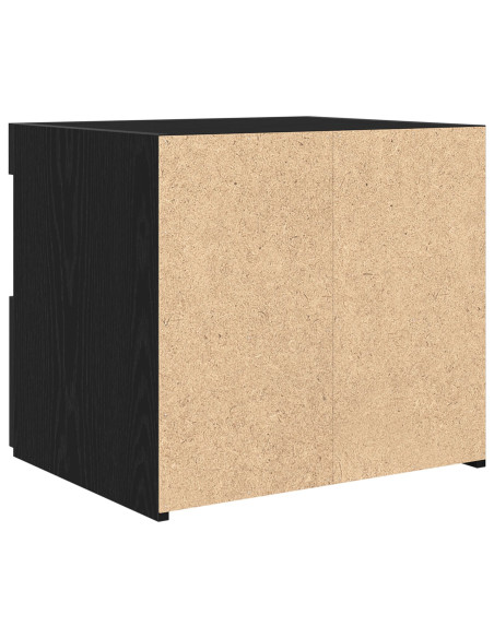 Comodino  con luci LED Rovere Nero 50x40x45 cm