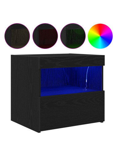 Armadio da Notte Rovere Nero 50 x 40 x 45 cm Legno multistrato