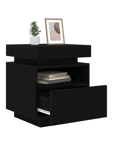 Armadio da Notte con cassetto Rovere Nero 40 x 39 x 48,5 cm