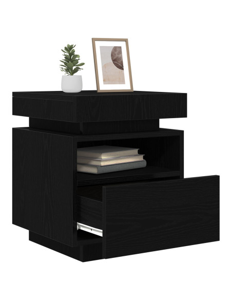 Armadio da Notte con cassetto Rovere Nero 40 x 39 x 48,5 cm